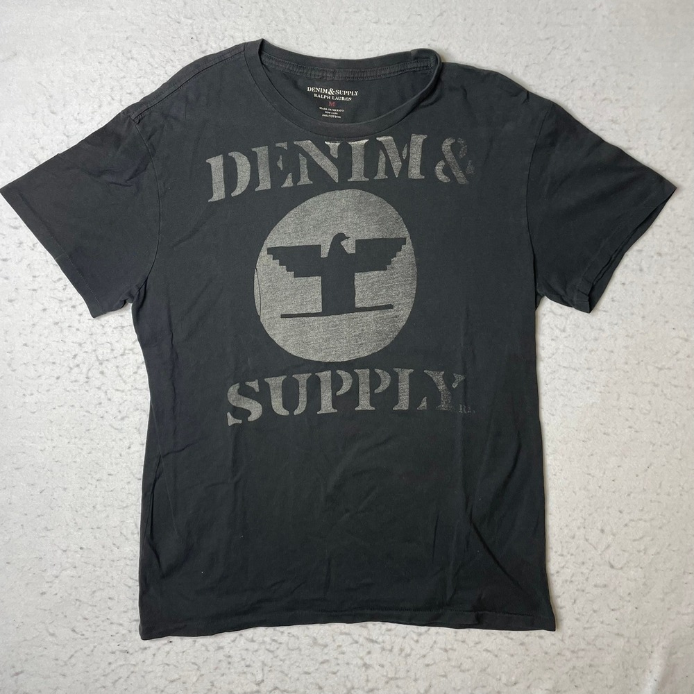 Denim & Supply Ralph Lauren T Shirt Mens Medium Black Graphic Eagle Logo